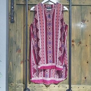 RACHEL ROY TUNIC SLEEVELESS TOP NEW SIZE LARGE BOHO FESTIVAL RESORTWEAR COLORFUL